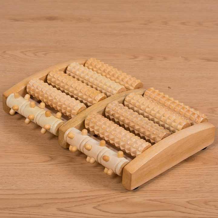 Wood blood circulation foot massager roller